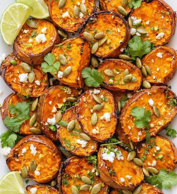 Roasted Sweet Potato, Pumpkin Seed, Creamy Maple, Lime Juice, Scallion, Red Chili Flake Dressing