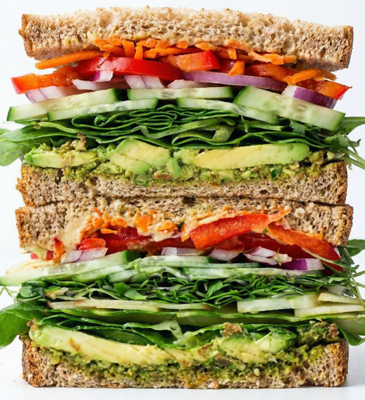 Avocado, Tomato, Red Onion, Microgreens, Pumpkin Seeds, Carrots, Eggless Mayonnaise, Whole Wheat Sliced Bread