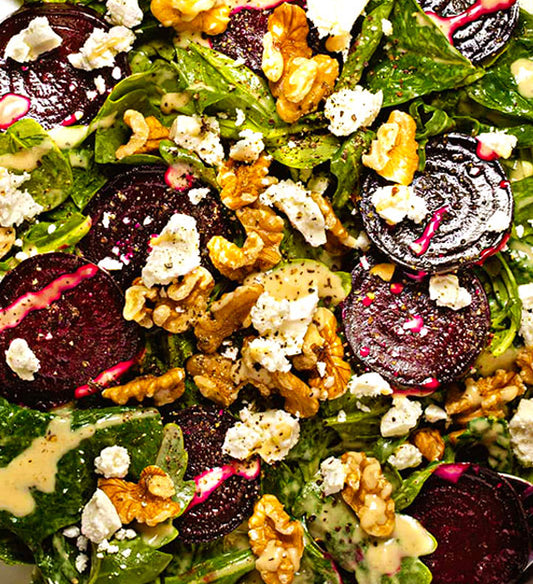 Balsamic Swiss Chard, Roasted Red Beets, Smoked Piment D’Espelette Vinaigrette, Toasted  Walnut, and Fresh Chives