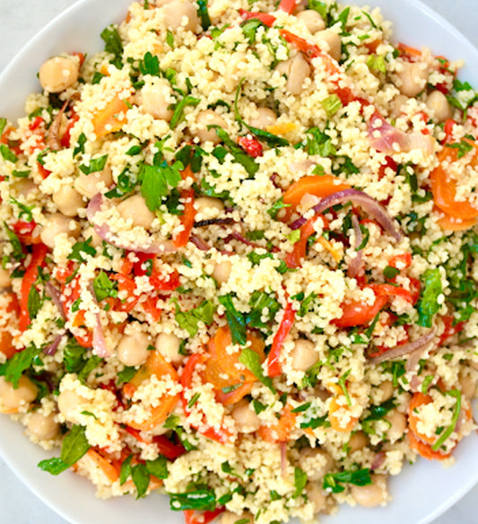 Couscous Pilaf Salad, Roasted Vegetables, Herbs, Champagne Vinaigrette