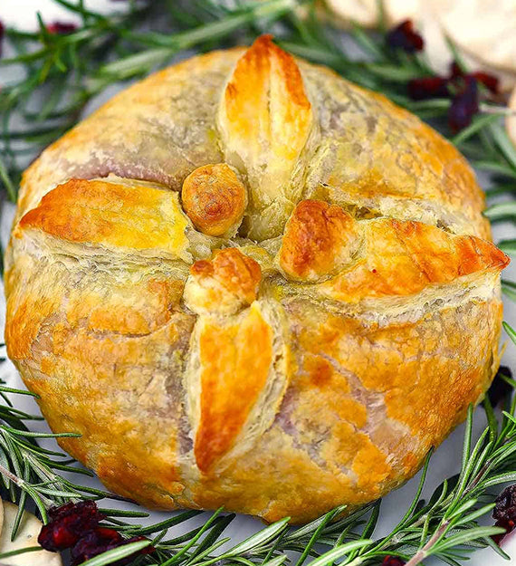 Cranberry, Caramelized Onion, and Rosemary Baked Brie En Croute