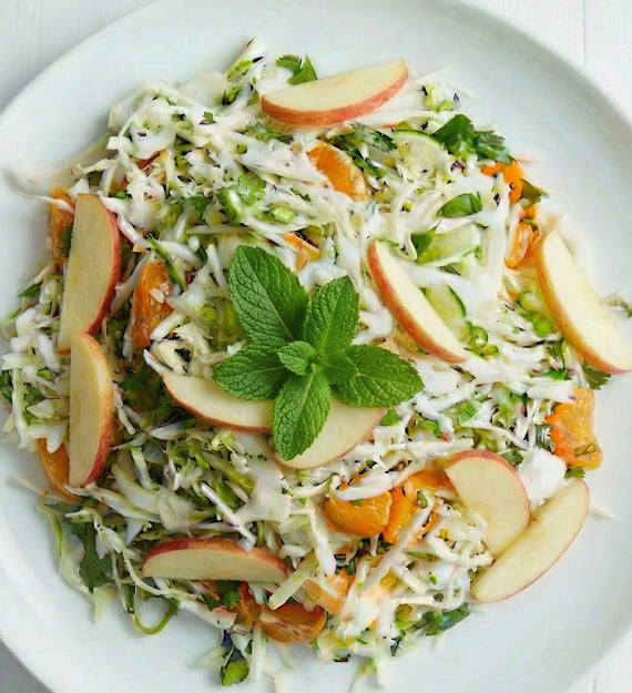Shaved Fennel Slaw, Fuji Apple, Orange, Fresh Mint, Lemon Agave Vinaigrette