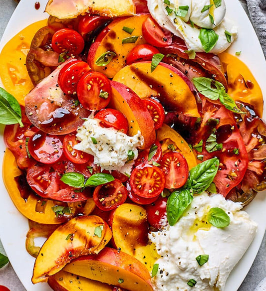 Heirloom Tomato, Watermelon, and Grilled Peach Caprese