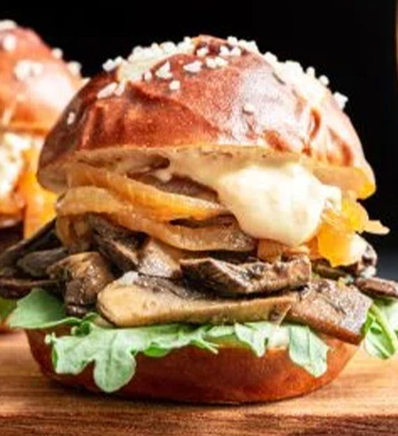 Roasted Winter Vegetable Slider - Delicata Squash, Portabella Mushroom, Fresh Thyme, Whipped Goat Cheese, Fig-Infused Balsamic Reduction, Baby Arugula