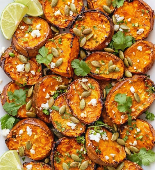Roasted Sweet Potato, Pumpkin Seed, Creamy Maple, Lime Juice, Scallion, Red Chili Flake Dressing