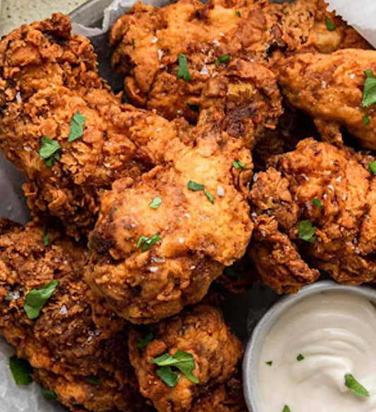 Crispy, Crunchy, Buttermilk Fried Chicken, with House Blend Seasonings of Spices and Herbs