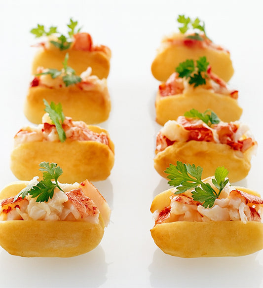 Bite Size Lobster Eclair, with Savory Lemon Custard and Chives